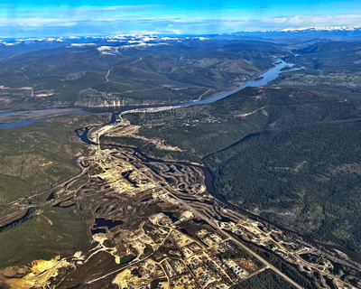 Gold dredge tailings along the Klondike River, Bonanza Creek & Dawson City on the Yukon River