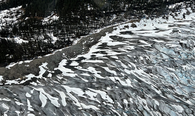 Glacial moraine at the edge of Taku Glacier