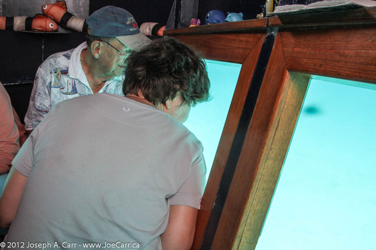 Viewing underwater through windows in the boat's hull