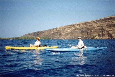 Roger & Joe in kayaks in Kealakekua Bay