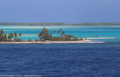 Fanning Island lagoon with both sides of the atoll visible