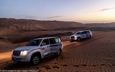 4x4s on the sand dunes in the pre-dawn