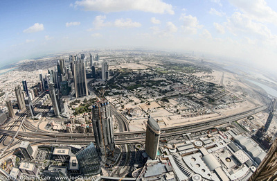 Fisheye view of downtown Dubai