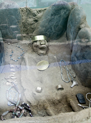 Gold and other artifacts in a burial site