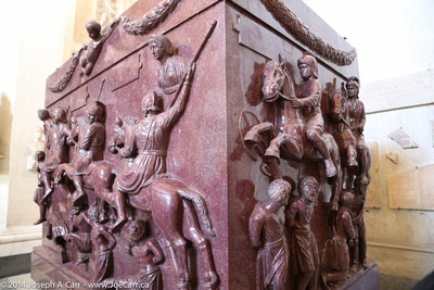 Large porphyry marble coffin made for Roman emperor Constantine's mother Helena