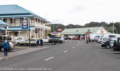 The old Mangonui Hotel and other shops