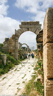 My group walking down the Roman road to the theatre
