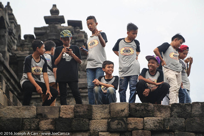 Indonesian boys on a field trip to the temple