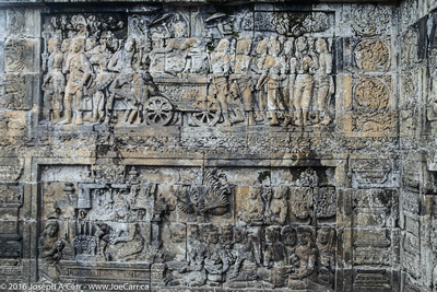 3-D relief stone carvings telling stories about Buddha