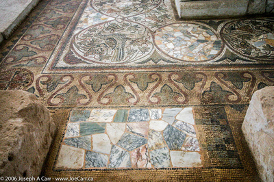 Inlaid tile floor at the Sabratha museum