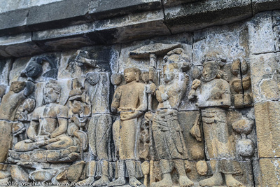 3-D relief stone carvings telling stories about Buddha