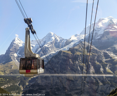 Gondola from Mürren passing us going up as we descend