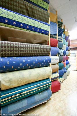 Imported fabrics in a Benghazi fabric shop