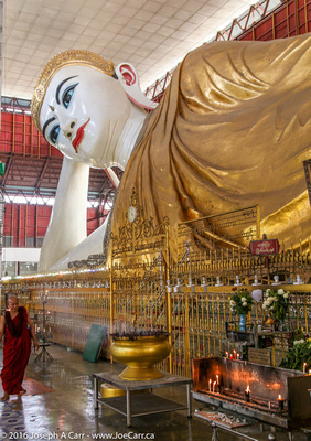 Monk, and offerings, and the Reclining Buddha