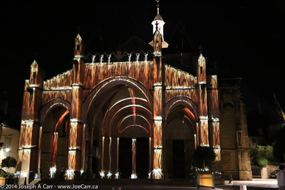 Light show on the Basilica Notre Dame