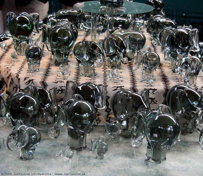 Elephant glass ornaments in the gift shop