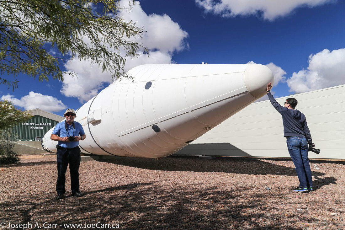 Reg Dunkley and Matt Watson in front of the Space Shuttle booster rocket with the infamous Morton Thiokol  o-rings