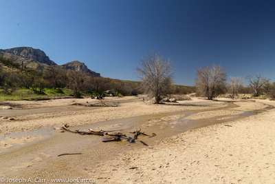 A stream running through a wash