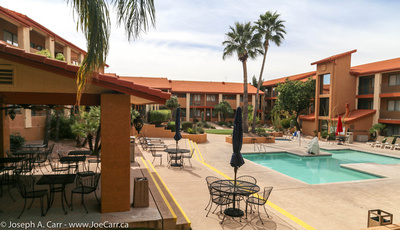 Hotel courtyard and pool