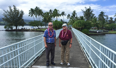 Joy and Joe on the Coconut Island bridge