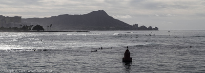 Body surfers, Waikiki and Diamond Head