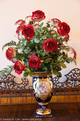 Roses in an ornate vase