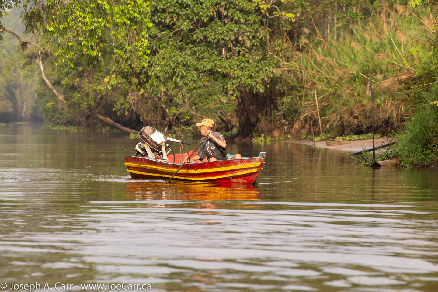 A local fisher on a tributary of the Kinabatangan  River.
