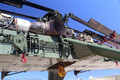 Engine, blades and winches of a Sikorsky CH-54A heavy lift transport helicopter