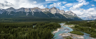 Mt. Rundle, the Bow River and Cascade Mountain to the north