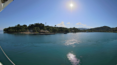 Fisheye view of the harbour and entrance to the bay