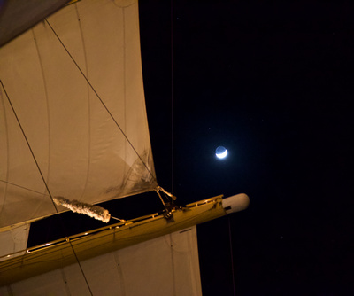 The Crescent Moon next to the sails