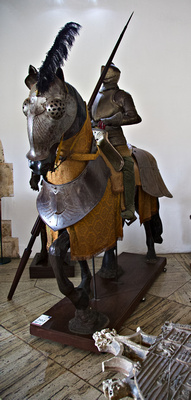 Armoured horse and gladiator