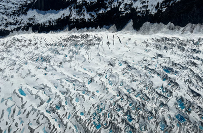 Hole-In-The-Wall glacier showing pockets of blue ice