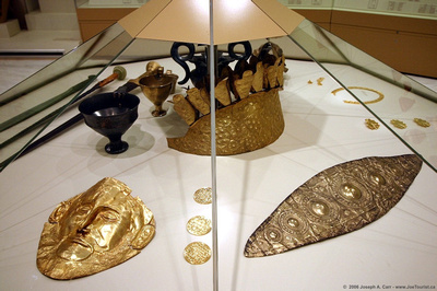 Gold funary mask & other gold artifacts