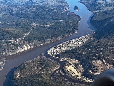 Dawson City on the Yukon River with the Klondike River
