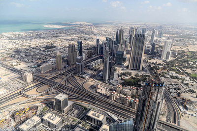Downtown Dubai & road interchange, looking towards the shoreline