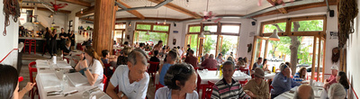 Panorama of the interior of the restaurant