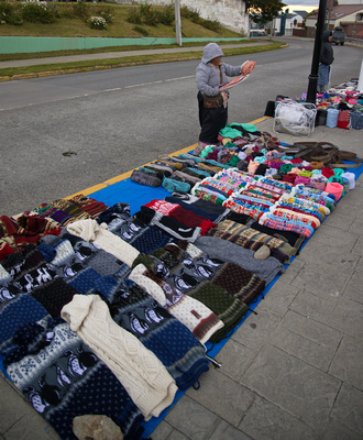 Textiles for sale at the viewpoint
