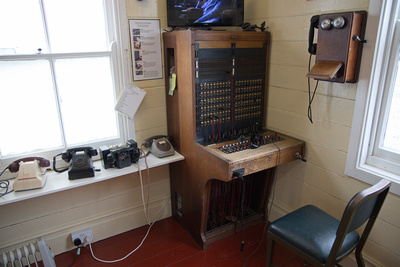 Old telephones and telephone exchange