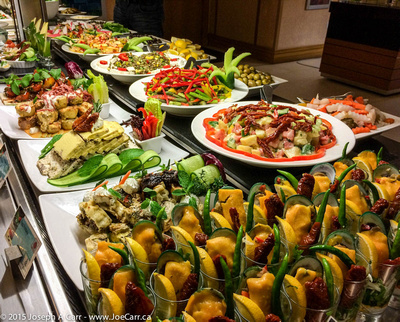 Salad buffet in the restaurant