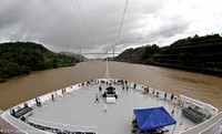 Refreshments being served on the bow as the ship approaches Pedro Miguel Locks