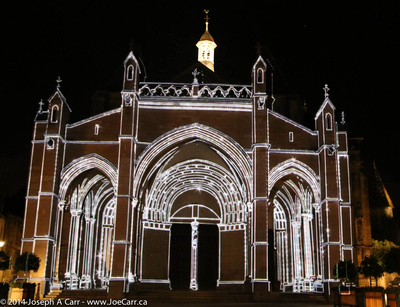 Light show on the Basilica Notre Dame