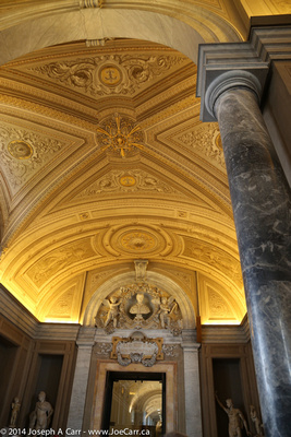 Marble column and beautifully decorated ceiling
