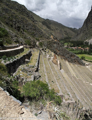 Incan terraces on the front of the fortress