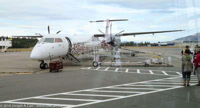 De Havilland DHC8 Dash 8-400. Alaska/Horizon Air on the apron in Victoria Airport