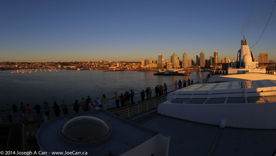 Departure of Statendam from San Diego at sunset