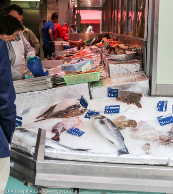 Fresh fish on ice at a fish monger's shop
