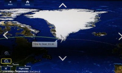 Screen shot showing aircraft position during aurora sighting