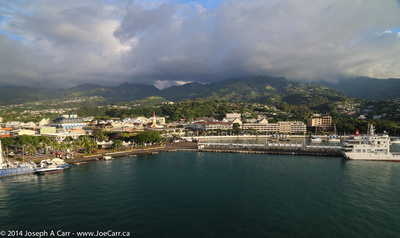Papeete downtown and harbour between the North and South Fingers