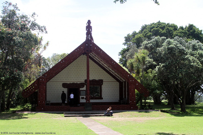 Front exterior of Te Whare Runanga Meeting House